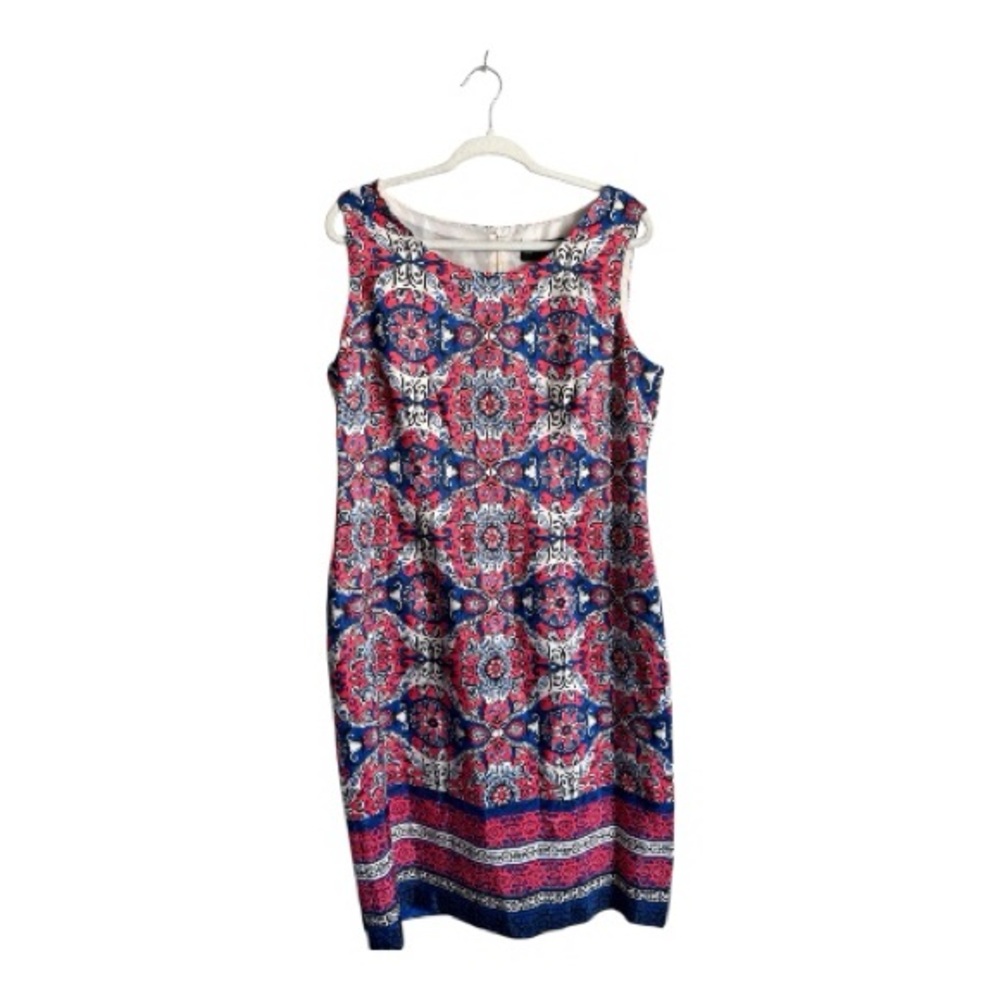 Elegant Pink and Blue Patterned Mini Dress